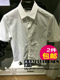 B1CC62Y09 太平鸟男装代购2016夏装新款 白色短袖修身衬衫*428