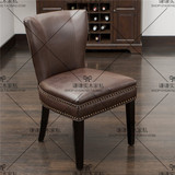 美式简约复古餐椅现代做旧实木餐椅高档休闲酒吧咖啡厅餐厅专用椅