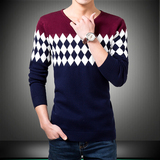 新品春季薄款毛衣韩版学生V领青少年 毛衣男士羊毛衫潮修身针织衫