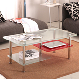 圆角玻璃茶几简约现代钢化小户型长方形不锈钢简易客厅茶几桌子