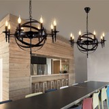 美式复古工业风创意个性loft餐厅酒吧地球仪铁艺圆形卫星蜡烛吊灯