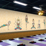 东南亚泰式瑜伽美女壁纸舞蹈健身房养生馆壁画3d立体印度风情墙纸