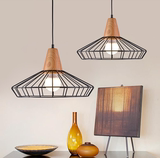 美式创意个性小吊灯实木餐厅客厅复古现代简约鸟笼卧室内装饰灯具