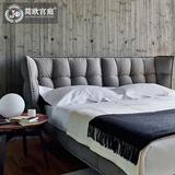 简欧宫庭北欧简约现代布艺床 1.8米双人布床婚床可拆洗小户型布床