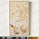 新中式手绘花鸟装饰画挂画素材图片 花鸟画素雅装饰画玄关壁画图