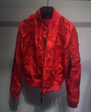 中国红纯色男女刺绣夹克16ss本命年红色秋装潮牌男士休棒球服外套