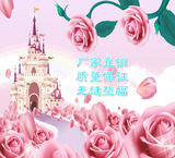 天译壁画  大型无缝壁画 卡通 儿童房城堡粉色玫瑰花3D无缝无纺布