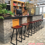 铁艺吧台椅欧式酒吧椅咖啡厅创意高椅子实木前台椅吧台凳简约现代