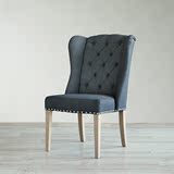 欧式书房椅美式乡村复古实木简约餐椅 北欧咖啡厅椅子软包休闲椅