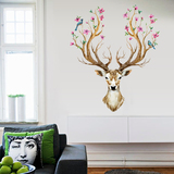 梅花鹿墙贴卧室床头创意壁画墙上装饰品客厅贴画欧式时尚动物贴纸