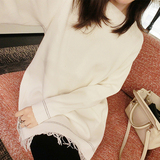 韩国代购2016春装新款女装春秋显瘦白色甜美针织修身中长款连衣裙