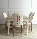美式实木长方形餐桌新古典复古白色会议桌简欧现代客厅餐桌椅组合