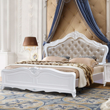 实木简欧式床奢华雕花软包双人床1.8米公主婚床粉色 卧室家具特价