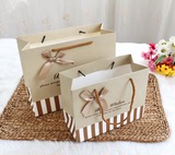 韩式小清新条纹蝴蝶结手提纸袋面膜化妆品袋子礼物袋生日礼品袋