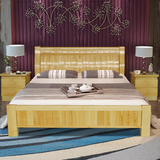 现代简约全实松木原木色实木双人床婚床1.8米*2.2米现代中式特价
