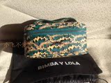 西班牙专柜正品代购Bimba & Lola化妆包超大容量皮蛇纹图案绿镜子