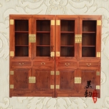 红木家具 缅甸花梨木素面书柜书架 大果紫檀全独板加厚实木书柜