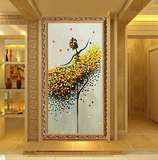过道走廊芭蕾舞油画装饰画 现代抽象有框竖版挂画 纯手绘厚油壁画