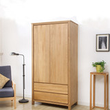 定制日式北欧大衣柜橡木原木简约现代双开门储物柜卧室家具2门柜