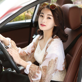 2016韩版防晒衣女夏雪纺丝巾超薄外套夏季长袖短款套袖小披肩开衫