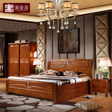 新款橡木实木床 双人床1.8/1.5米储物高箱床现代简约中式卧室家具