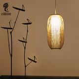 创意个性新中式吊灯温馨卧室床头客厅餐厅竹编单个日式小吊灯禅意