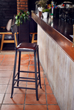 星巴克高脚吧椅铁艺吧台凳桌实木咖啡厅酒吧休闲前台靠背餐桌椅子