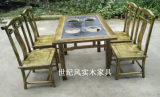 厂家直销大理石火锅桌椅碳化实木电磁炉液化气灶火锅桌椅餐桌椅