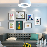 客厅装饰画北欧式壁画美式挂画组合现代简约有框画乡村沙发背景画