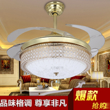 隐形风扇灯吊扇灯客厅餐厅卧室家用简约现代带LED的伸缩风扇吊灯