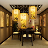 新中式鸟笼吊灯创意竹编餐厅灯具现代中式茶楼羊皮灯笼装饰鸟笼灯