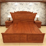 特价新中式红木家具红木床双人床 实木床1.8米非洲花梨木储物大床
