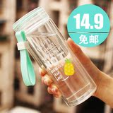 创意水果双层玻璃杯水杯子可爱韩国学生办公便携随行随手水瓶超萌