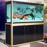 越美鱼缸水族箱中型1.2米创意下过滤底滤超白玻璃上80生态金鱼龙