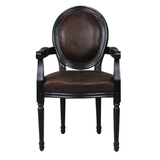 美式实木餐椅圆形靠背椅子黑白色梳妆椅咖啡厅桌椅欧式餐椅简约