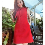 2016夏装新款女装潮小红裙礼服性感裙子夏季小香风红色直筒连衣裙