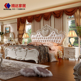 精达 欧式双人雕花床 五星级公主床 白色1.8米实木婚床高箱储物床