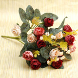 欧式玫瑰花装饰花绢花假花 客厅餐桌摆放花艺花瓶插花仿真花 单束