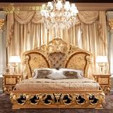 欧式全实木雕花床法式奢华贴金箔双人床高档别墅卧室公主床结婚床