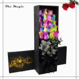 上海鲜花速递同城厄瓜多尔进口七彩玫瑰花礼盒生日情人节预订送花