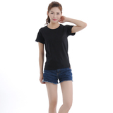 纯黑色韩版短袖夏季宽松纯色圆领男女学生班服印字手绘t恤衫包邮