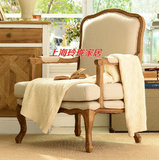 定制美式乡村实木沙发椅 新古典布艺休闲椅子 客厅时尚单人沙发