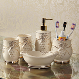 欧式陶瓷卫浴五件套卫浴洗漱套装带托盘套件刷牙杯套装新婚礼品