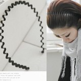 特价韩国发饰品波浪型发箍男女通用黑色弹簧螺旋铁质头箍发卡 T10
