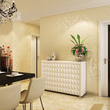 欧式无纺布墙纸 客厅卧室背景墙 3D立体植绒加厚壁纸 大马士革