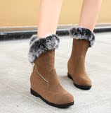 新款冬季加厚棉靴平跟短靴内增高女靴平底雪地靴女中靴女鞋中筒靴