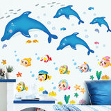 包邮可移除儿童房幼儿园卡通动物海洋鱼墙贴纸 卡通玻璃门窗贴纸