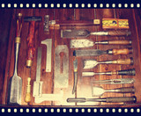 老工具组图（欣赏）/老工具收藏/民俗古玩收藏杂项铜铁器橱窗陈设