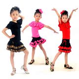 新款六一儿童拉丁服装女童舞蹈表演出服练功服少女夏季短裙广场舞