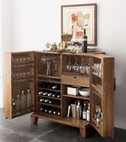 特价欧式美式乡村实木橡木酒柜 北欧风格复古原木色简约小酒柜